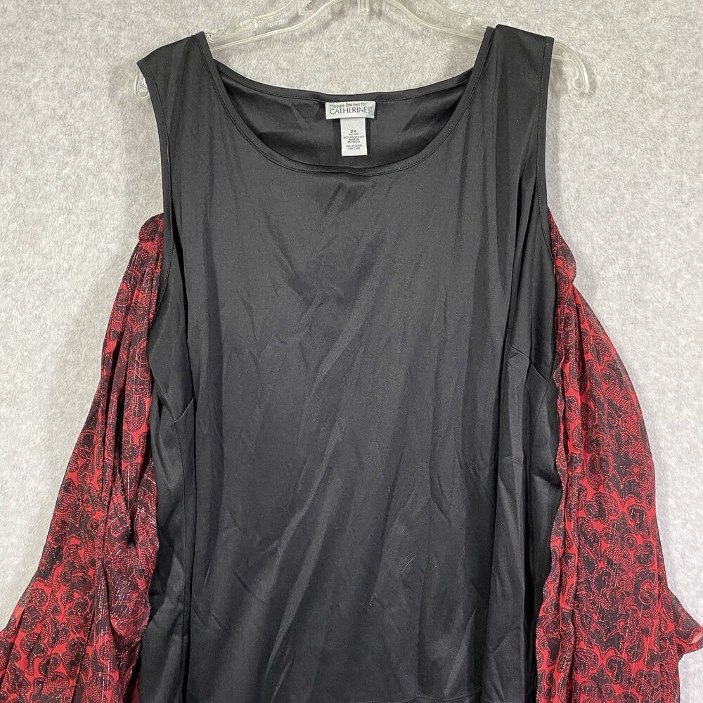Maggie Barnes for Catherines Womens Plus Size 2X Red Blouse + Tank Top 2 Piece - Picture 3 of 14